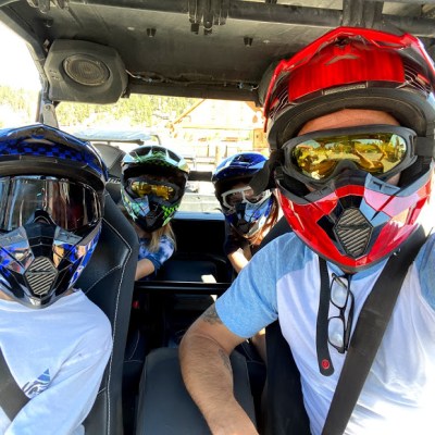 a person sitting on a motorcycle